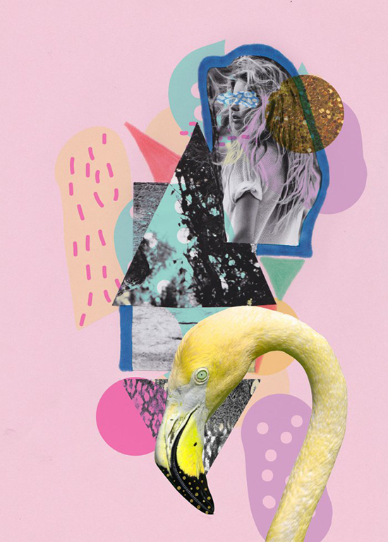 1. flamingo-land-art-print-collage-mixed-media-design-vasarenar-tropical-artist-shutterstock-design-creative-cool-appareal-topshop-urban-outfitters-kitch-hipster-pink-pastel-tumblr