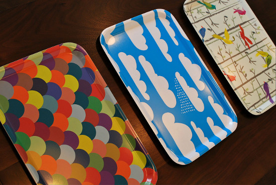 Colourful melamine trays