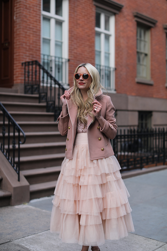 pink-sunglasses-blush-peacoat-jcrew-sequin-tank-pumps-nordstrom-asos-blair-eadie