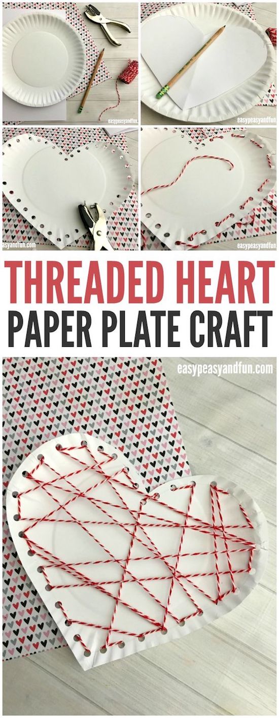 thread heart valentine craft