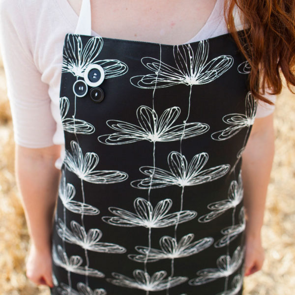 Black Etched Floral Apron